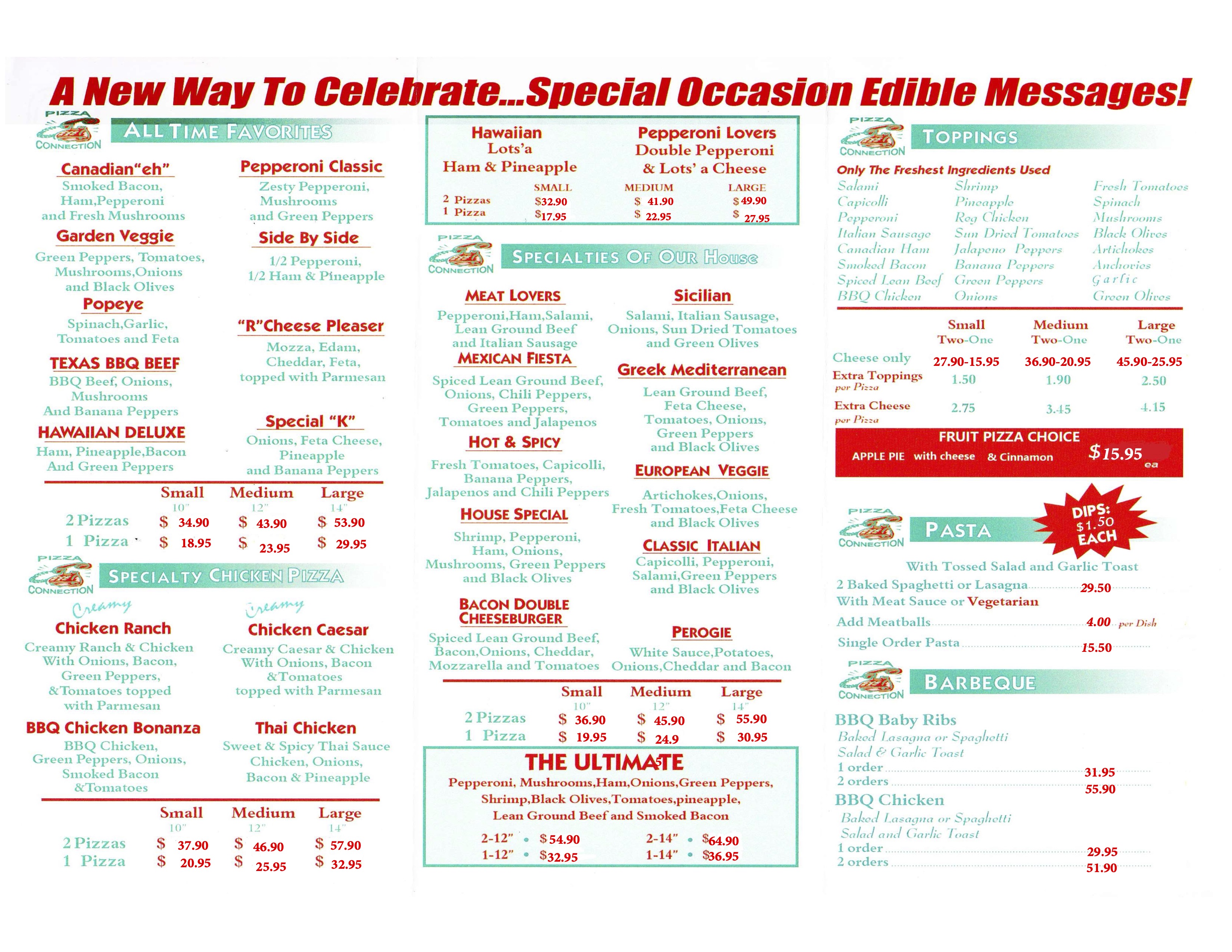 PizzaConnection Menu Front Page