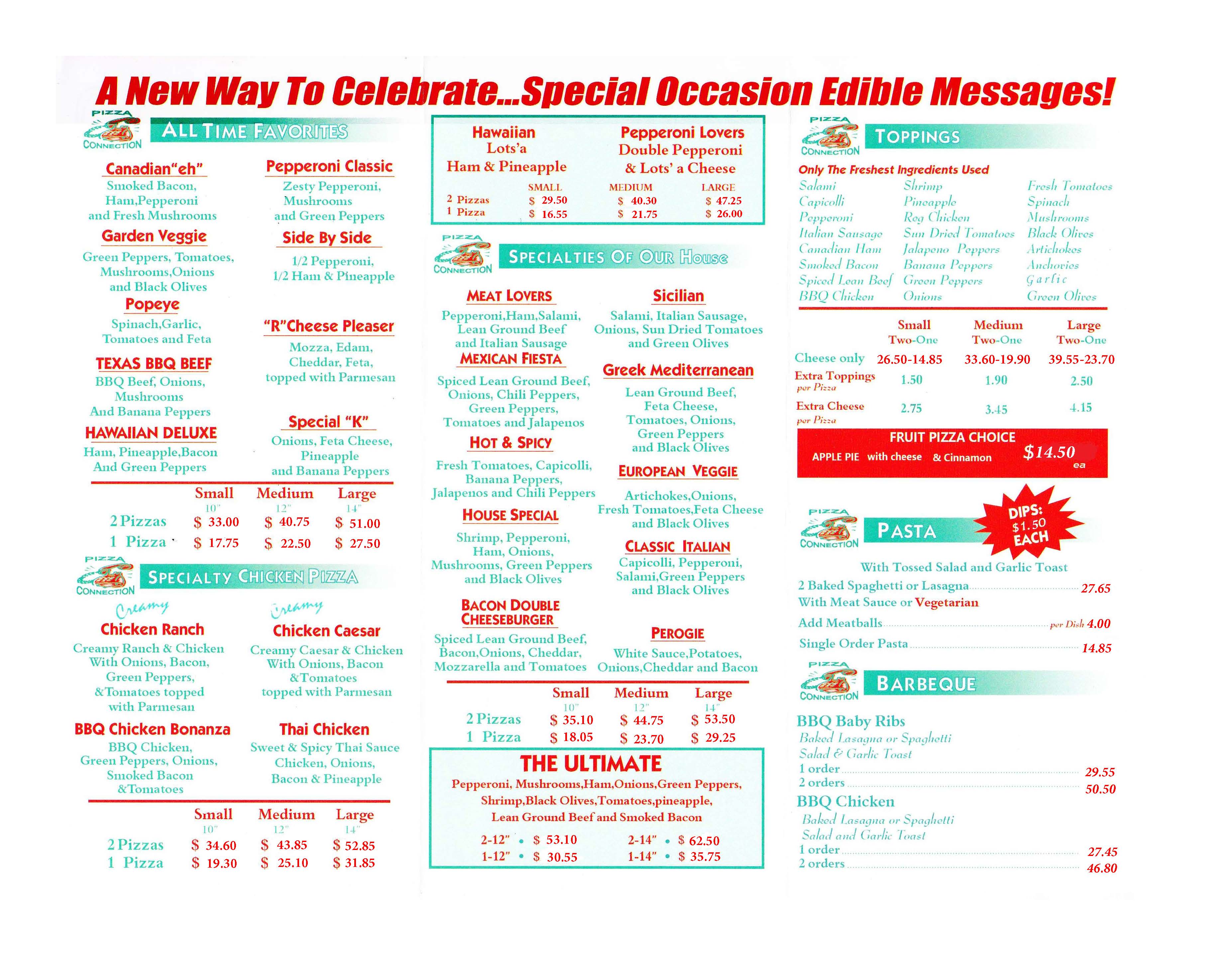 PizzaConnection Menu Front Page